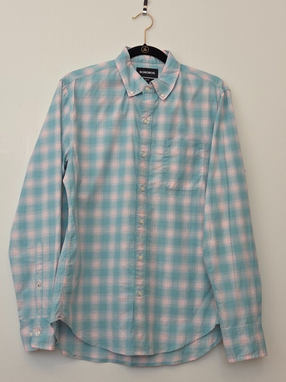 Bonobos Slim Fit Button Down Shirt Medium Light Green & White NWOT